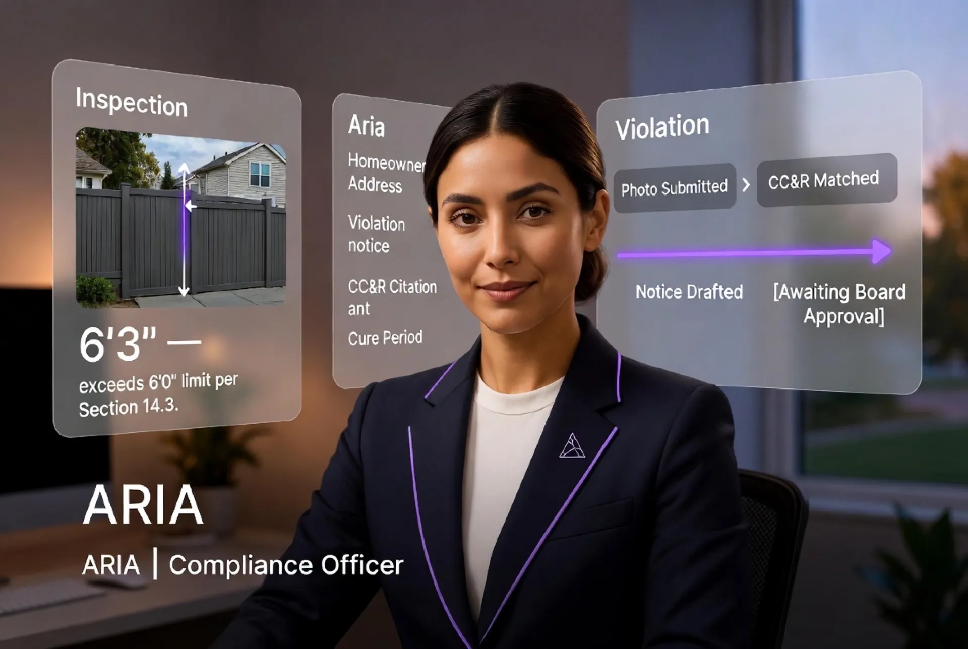 Aria — AI compliance officer for HOA violation tracking and CC&R enforcement