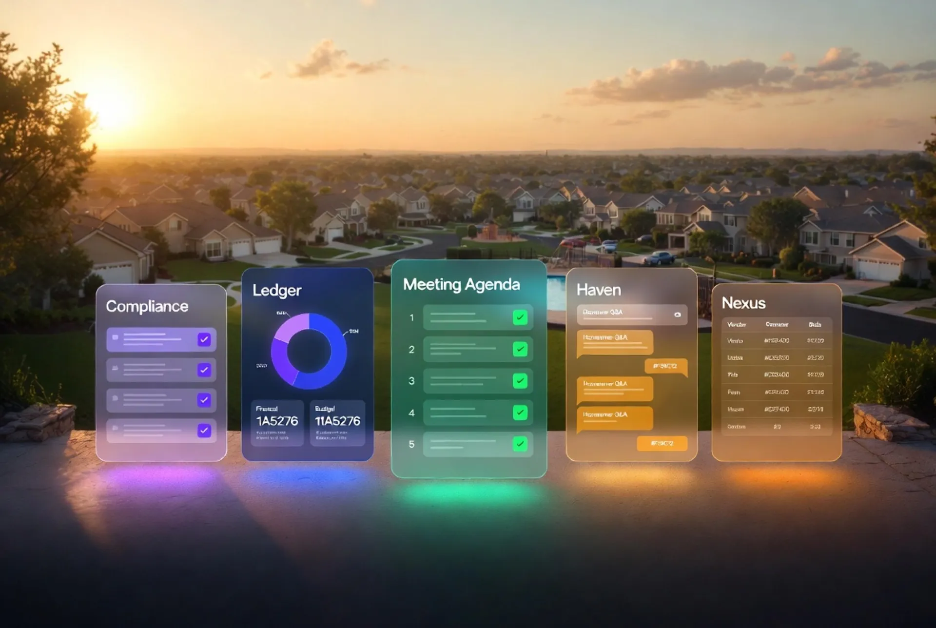 HOAFront AI-powered HOA management platform — five AI agents handling compliance, finances, meetings, homeowner support, and vendor coordination